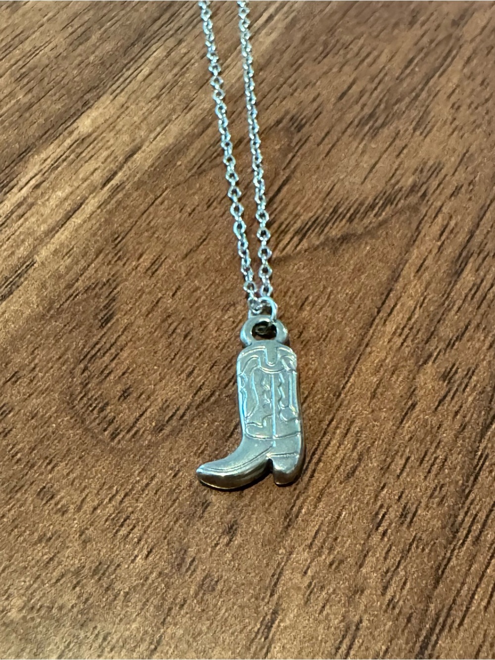 Buckle Silver Cowboy Boot Pendant Necklace - Picture 2 of 2